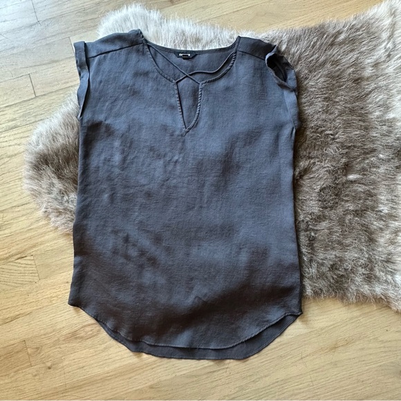 Express Satin-Look Blouse - Size Medium - Gray - Picture 1 of 3